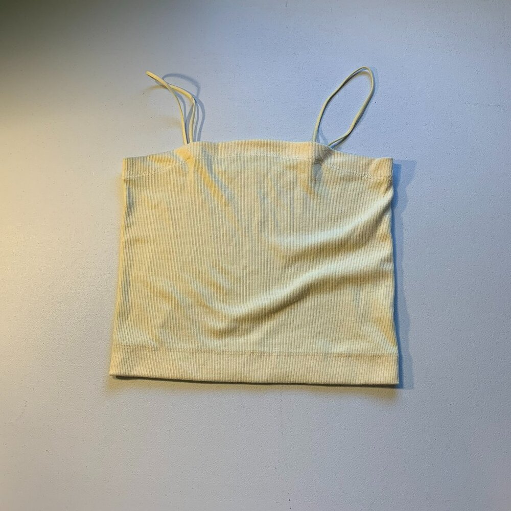 American Eagle Outfitters Light Yellow Ribbed Crop Tank